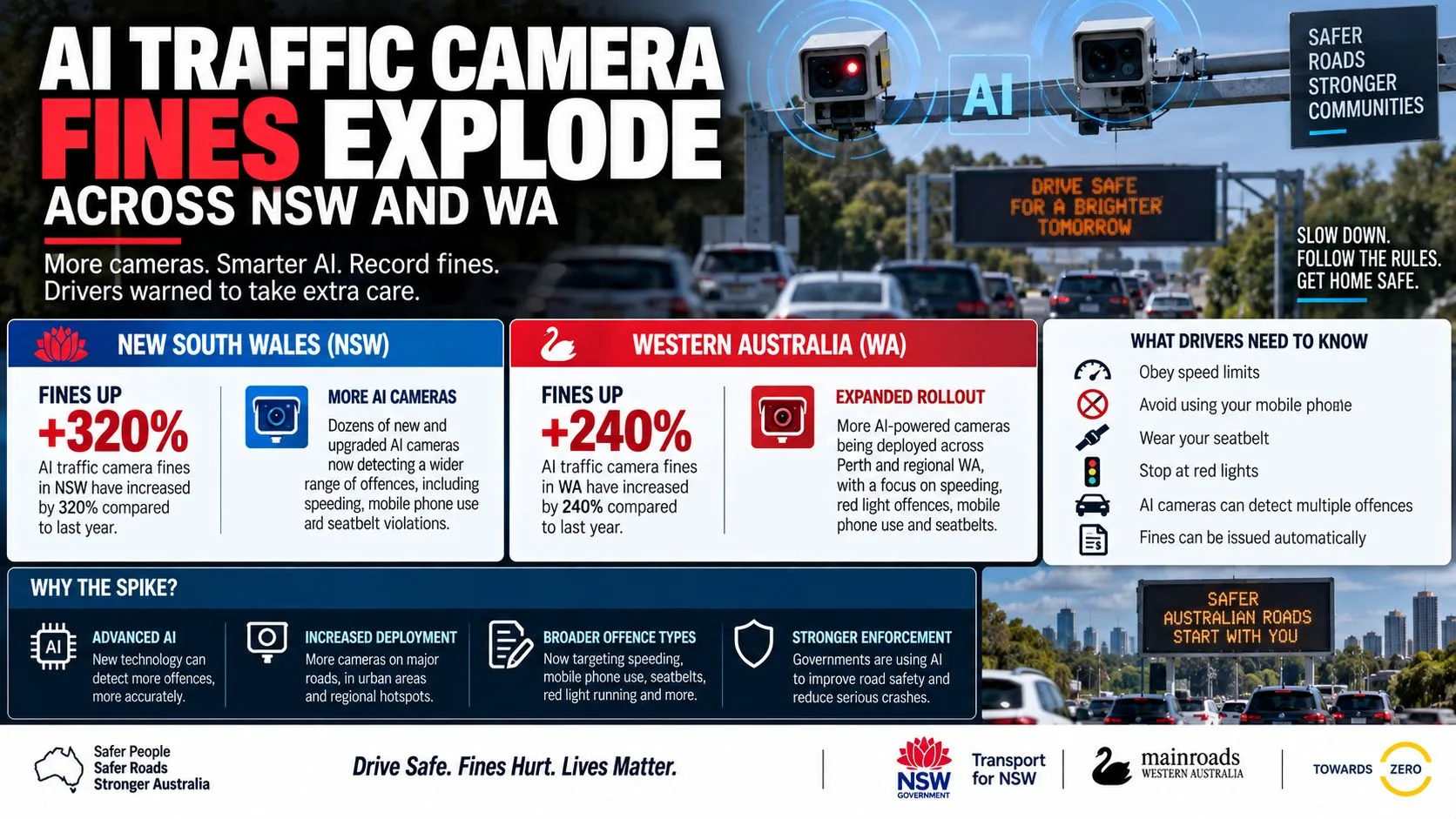 AI Traffic Camera Fines Surge NSW & WA